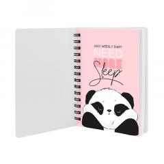 Agenda 2021 - Small Spiral Bound Weekly Planner 12 Months - Panda
