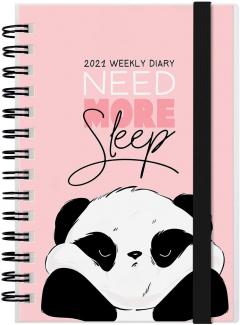 Agenda 2021 - Small Spiral Bound Weekly Planner 12 Months - Panda