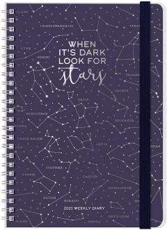 Agenda 2021 - Large Spiral Bound Weekly Planner 12 Months - Stars