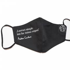 Masca textila din bumbac cu versuri - Anastasia Gavrilovici - Lucruri simple imi fac inima origami