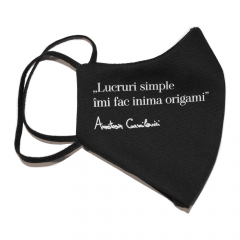 Masca textila din bumbac cu versuri - Anastasia Gavrilovici - Lucruri simple imi fac inima origami