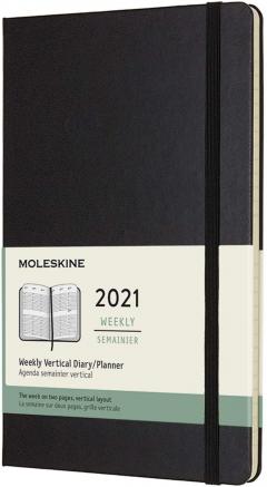 Agenda 2021 - 12-Month Weekly Vertical Planner - Large, Hard Cover - Black