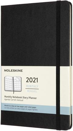 Agenda 2021 - 12-Month Monthly Planner - Large, Hard Cover - Black