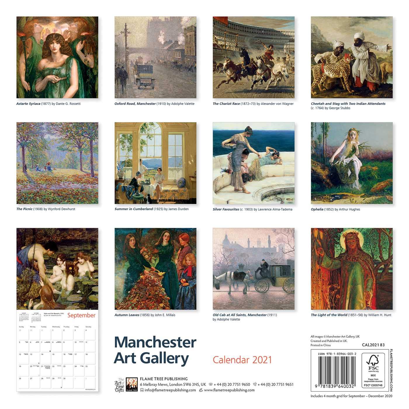 Calendar 2021 Manchester Art Gallery Flame Tree Publishing