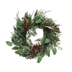 Coronita artificiala - Deco Wreath Leves Red Berries, 40 cm