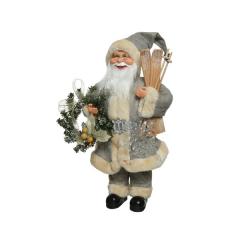 Figurina decorativa - Santa Skis Snowflakes, 30 cm