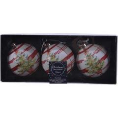 Set 3 globuri - Checked Tree - Christmas Red