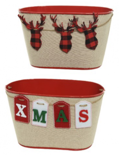 Ghiveci - Zinc with Cotton - Xmas, Deer with Felt - mai multe modele