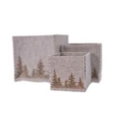 Cutie depozitare - Felt Box Mountain Scenery, Light Brown 12x12x12cm