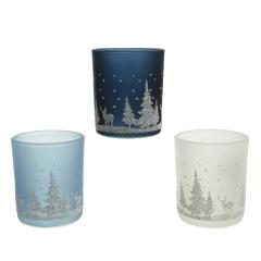 Pahar pentru lumanare - winter white - winter sky - night blue - mai multe modele