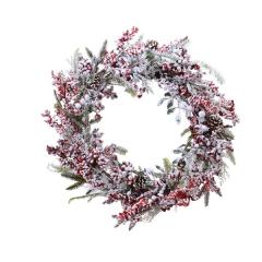 Coronita artificiala - Deco Wreath Frost Red Berries 80 cm