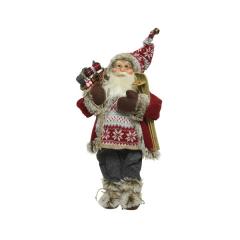 Figurina decorativa - Santa Ski With Pinecone, 30 cm