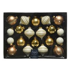 Set 20 de globuri - Baubles and Onions - White and Gold