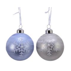 Set 3 globuri - Snowflake Pearl - doua culori - pret pe set