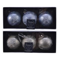 Set 3 globuri - Snowflake Pearl - doua culori - pret pe set