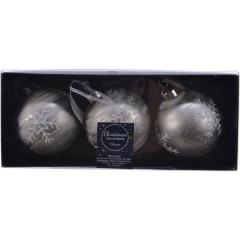 Set 3 globuri - Snowflake Pearl - doua culori - pret pe set