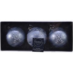 Set 3 globuri - Snowflake Pearl - doua culori - pret pe set
