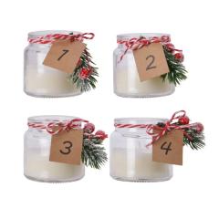 Set 4 lumanari - Wax in Glass with Pine