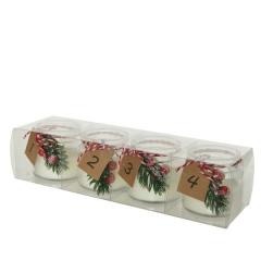 Set 4 lumanari - Wax in Glass with Pine