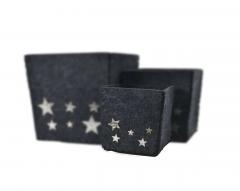 Cutie depozitare - Felt Box Stars, Black 12x12x12cm