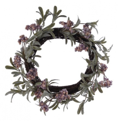 Coronita artificiala - Deco Birch Wreath Pink-Lilac Berries, 35 cm