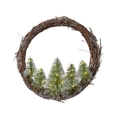 Decoratiune cu leduri - Prel Wreath With Mini Tree Bo 30 cm