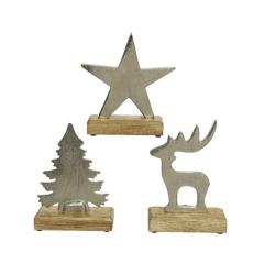 Decoratiune - Xmas Figure on Stand - Silver - mai multe modele