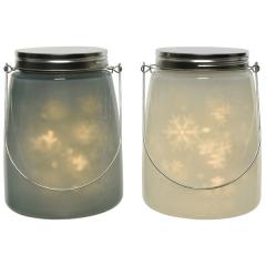 Decoratiune - LED Frosted Snowflake Glass - Warm White - doua culori - pret pe bucata