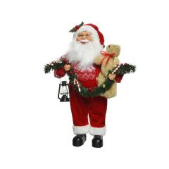 Figurina decorativa -  Santa Red with Garland and Teddy Bear, 30 cm