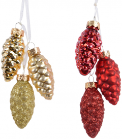 Set 3 ornamente brand - Pinecone Mixed Red and Gold (mai multe culori, pret pe set)