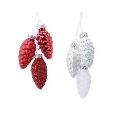 Ornament brad - Pinecone - Mixed Red and White - mai multe culori