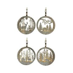 Ornament brad - LED Wood Round Scene - Warm White - mai multe modele