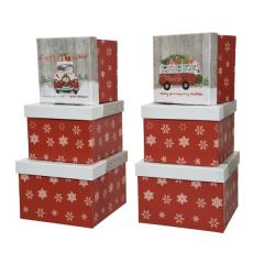 Cutie de cadou medie - Red Christmas Car - mai multe modele