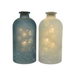 Decoratiune - LED Glass Jar - Frosted Snowflake -  doua culori - pret pe bucata