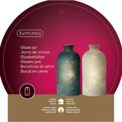 Decoratiune - LED Glass Jar - Frosted Snowflake -  doua culori - pret pe bucata