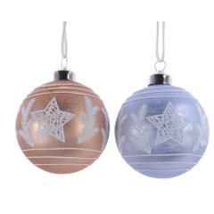 Set 3 globuri - Star Leaf Snow - doua culori - pret pe set