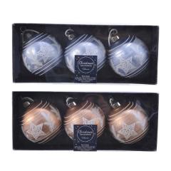 Set 3 globuri - Star Leaf Snow - doua culori - pret pe set