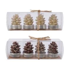Set 4 lumanari - Wax Figurine - Tealight Pinecone - mai multe culori