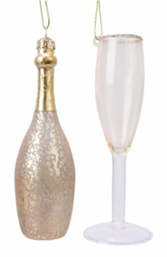 Set 2 ornamente brad - Champagne Figure Gift