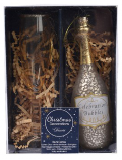 Set 2 ornamente brad - Champagne Figure Gift