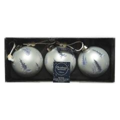 Set 3 globuri - Trees with Glitter - White Winter