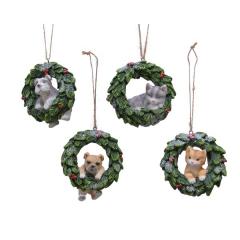 Ornament brad - Wreath with Animal - Dog and Cat - mai multe modele