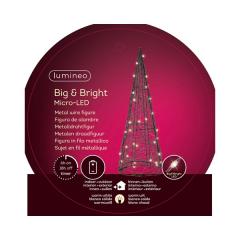 Brad decorativ - Big and Bright MicroLED - Metal Wire Cone - Warm White, 40 cm