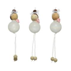 Ornament brad - White Wood Bead Angel - mai multe modele