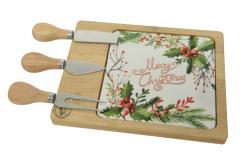 Platou branzeturi - Bamboo Cheese Plate Merry Christmas