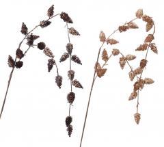 Ornament brad - Pinecone Spray with Glitter - doua culori - pret pe bucata