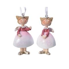 Ornament brad - Pink Smiling Angel with Hanger - mai multe modele