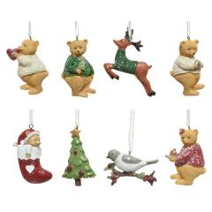 Ornament brad - Xmas Figure with Whtie Ribbon Hanger - mai multe modele