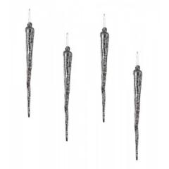 Set 4 ornamente brad - Silver Icicle Mercury with Hanger