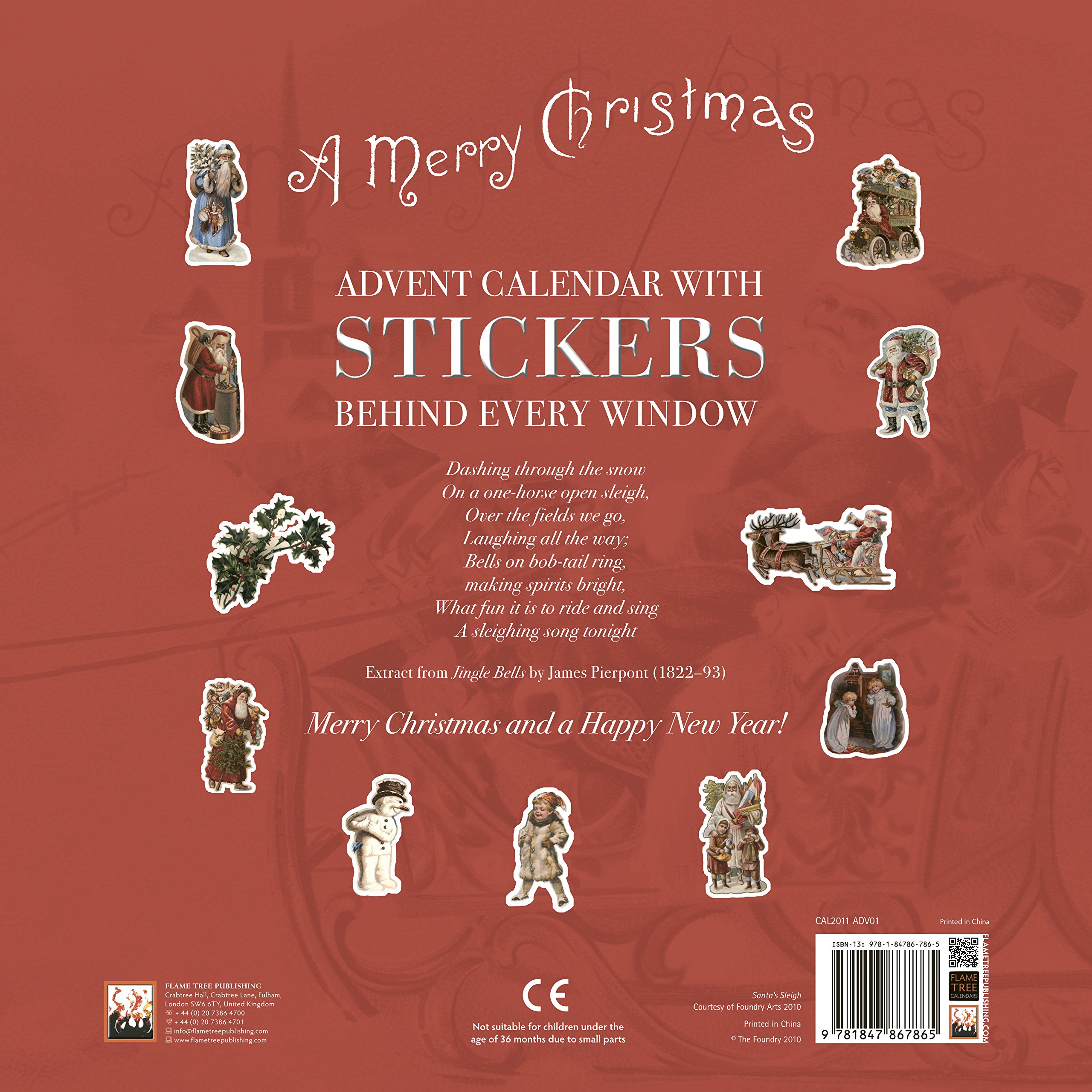 Calendar de Advent Santa #39 s Sleigh with Stickers 2010 Flame Tree